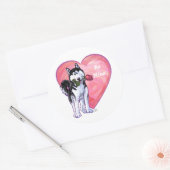 Sticker Rond Husky Valentine's Day (Enveloppe)