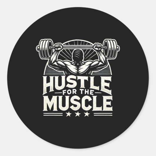 Sticker Rond Hustle Pour Muscle Barbell Bodybuilding (Devant)