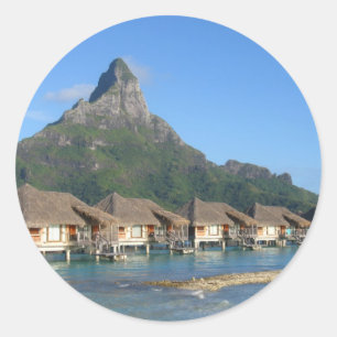 Sticker Rond Huttes de Bora Bora