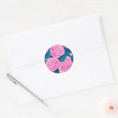 Sticker Rond Hydrangea aquarelle motif, rose et bleu (Enveloppe)