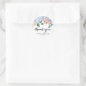 Sticker Rond Hydrangea bleu et rose rose Merci de Christening (Sac)