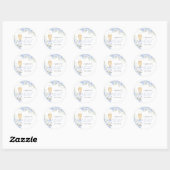 Sticker Rond Hydrangea Bleu Floral Fête de Mariage (Feuille)