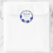 Sticker Rond Hydrangea Bleue Personnalisée Merci Cadeau de Mari (Sac)