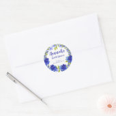 Sticker Rond Hydrangea Bleue Personnalisée Merci Cadeau de Mari (Enveloppe)
