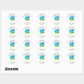 Sticker Rond Hydrangea Blue Floral Mariage d'aquarelle (Feuille)