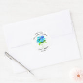 Sticker Rond Hydrangea Blue Floral Mariage d'aquarelle (Enveloppe)