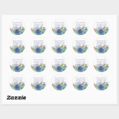 Sticker Rond Hydrangea Daisy Rose Watercolor Flowers Adresse (Feuille)