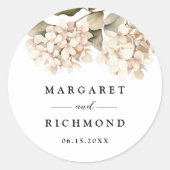 Sticker Rond Hydrangea Elegant Blanc Floral Mariage (Devant)