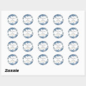 Sticker Rond Hydrangea Élégant Rose Blanche Florale Mariage (Feuille)