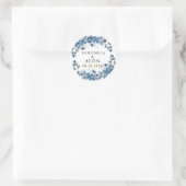 Sticker Rond Hydrangea Élégant Rose Blanche Florale Mariage (Sac)