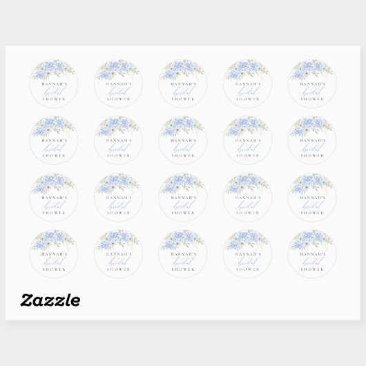 Sticker Rond Hydrangea Fleur Bleu Shower de Mariage (Feuille)