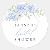 Sticker Rond Hydrangea Fleur Bleu Shower de Mariage (Devant)