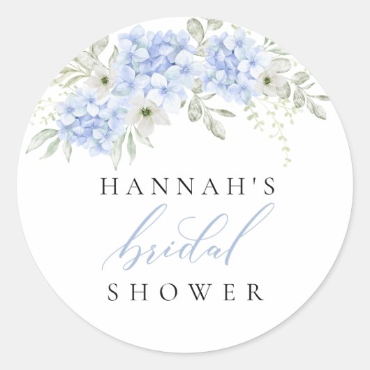 Sticker Rond Hydrangea Fleur Bleu Shower de Mariage (Devant)