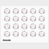 Sticker Rond Hydrangea fleur couronne thème mariage merci (Feuille)