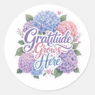 Sticker Rond Hydrangea : La gratitude grandit ici