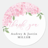 Sticker Rond Hydrangea rose Customisé mariage Favor (Devant)