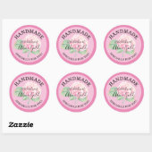 Sticker Rond Hydrangea Rose FAITE MAIN pour Vous | Cadeaux de M (Feuille)