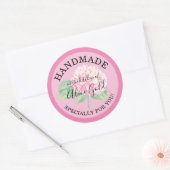 Sticker Rond Hydrangea Rose HANDMADE pour Vous | Cadeaux de mis (Enveloppe)
