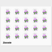 Sticker Rond Hydrangea Violet Remerciement (Feuille)