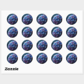 Sticker Rond Hydrangeas Floral Purple et Bleu (Feuille)