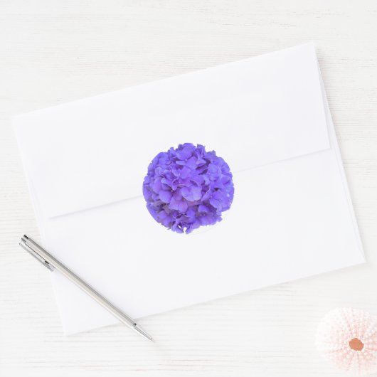 Sticker Rond Hydrangeas lilas violettes fleurs violettes (Enveloppe)