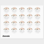 Sticker Rond Hydrangée Aquarelle Rose Merci Floral (Feuille)