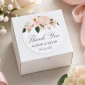 Sticker Rond Hydrangée Aquarelle Rose Merci Floral