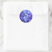 Sticker Rond Hydrangée violette et turquoise, fleurs bleu viole (Sac)