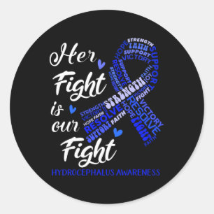 Sticker Rond Hydrocéphalie Conscience Son combat est notre comb