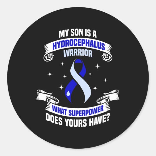 Sticker Rond Hydrocéphalie Survivante Son Guerrier de sensibili (Devant)