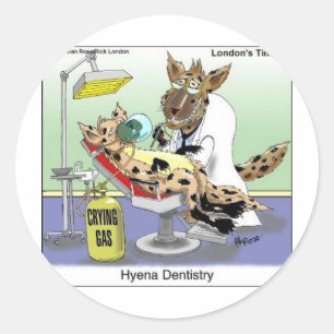 Sticker Rond Hyène Dentisterie Cadeaux Drôles, T-shirts & Objet