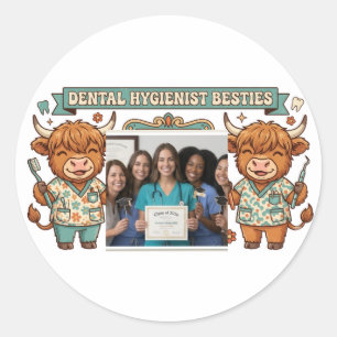 Sticker Rond Hygiéniste Dentaire Personnalisée Meilleures Amies