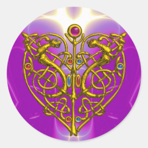 Sticker Rond HYPER VALENTINE rose Fuchsia pourpre