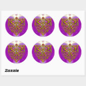 Sticker Rond HYPER VALENTINE rose Fuchsia pourpre (Feuille)