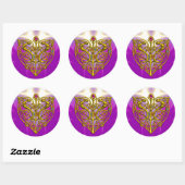 Sticker Rond HYPER VALENTINE rose Fuchsia pourpre (Feuille)