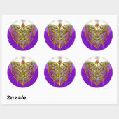 Sticker Rond HYPER VALENTINE rose Fuchsia pourpre (Feuille)