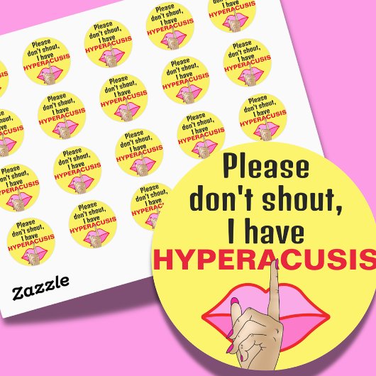 Sticker Rond Hyperacusis être silencieux bruit de silence