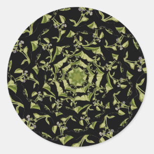 Sticker Rond Hypnose de nature verte et noire fractale