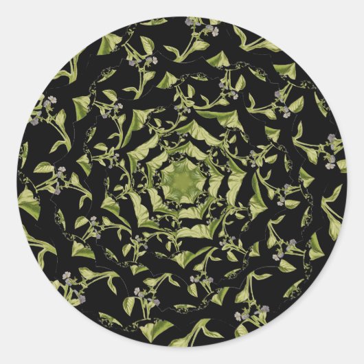 Sticker Rond Hypnose de nature verte et noire fractale (Devant)