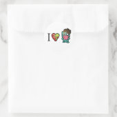 Sticker Rond I <3 Cerveaux- Les Zombies Sont Partout ! (Sac)