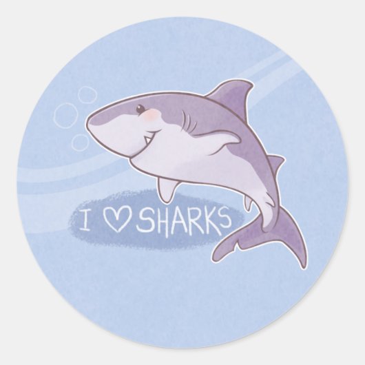 Sticker Rond I <3 Requins : Grand Blanc (Devant)