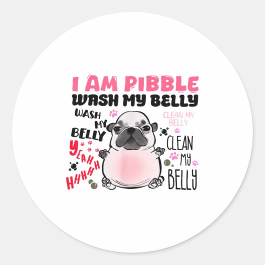 Sticker Rond I Am Bble Wash My Belly Bble Meme Funny Dog Brainr (Devant)