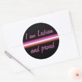 Sticker Rond I au Leasbian et Proud | Lesbian Flag on Black (Enveloppe)