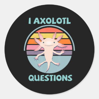 Sticker Rond I Axolotl Questions Kawaii Anime Axolotl Cadeau