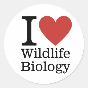 Sticker Rond I ❤️ Biologie de la faune pour les étudiants / Fac