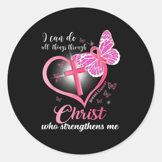 Sticker Rond I Can Do All Things Christ Who Strengthens Breast (Devant)