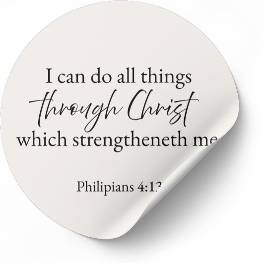 Sticker Rond I Can Do All Things Philippians 4:13 Christian