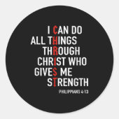Sticker Rond I Can Do All Things Through Christ God Christian B (Devant)