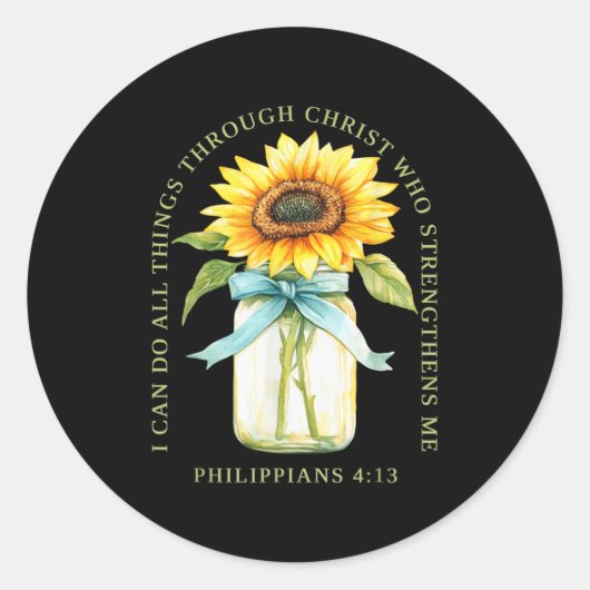 Sticker Rond I Can Do All Things Through Christ Who Strengthens (Devant)