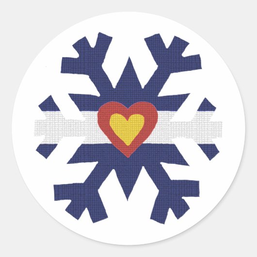 Sticker Rond I Coeur Colorado Drapeau Flocon de neige (Devant)